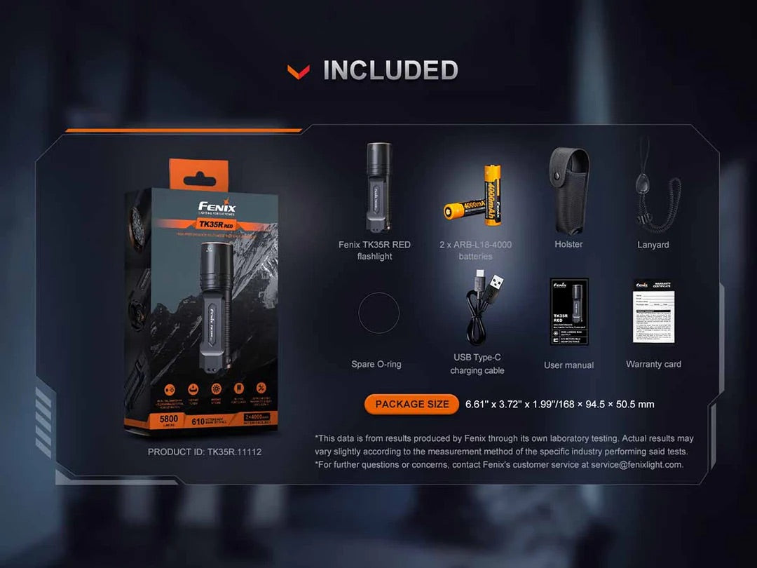 Fenix TK35R Rechargeable Flashlight with Red Mode - 5800 Lumens, 610 Metres