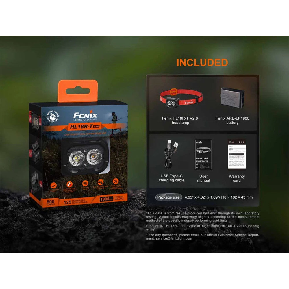 Fenix HL18R-T V2.0 Rechargeable Lightweight Headlight - 800 Lumens, 125 Metres