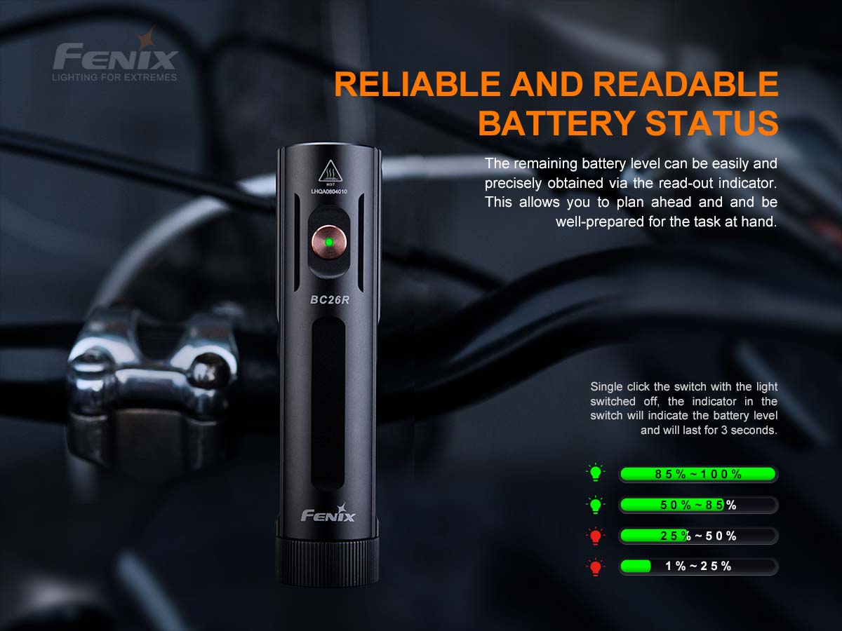 Fenix BC26R Rechargeable Bicycle Light - 1600 Lumens + FREE BC05R V2.0 Tail Light