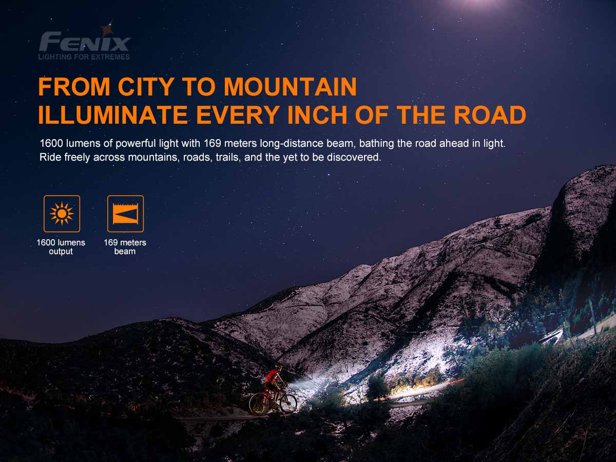 Fenix BC26R Rechargeable Bicycle Light - 1600 Lumens + FREE BC05R V2.0 Tail Light