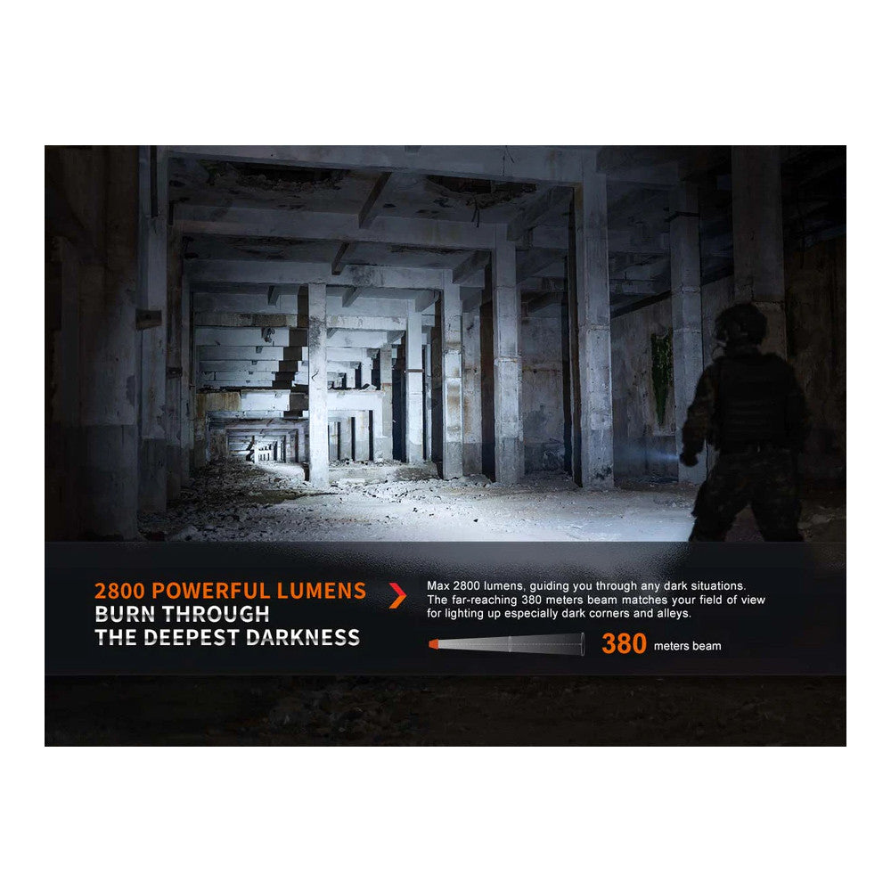 Fenix PD36R PRO Rechargeable Tactical Flashlight + Bonus Mini-Lite - 2800 Lumens, 380 Metres