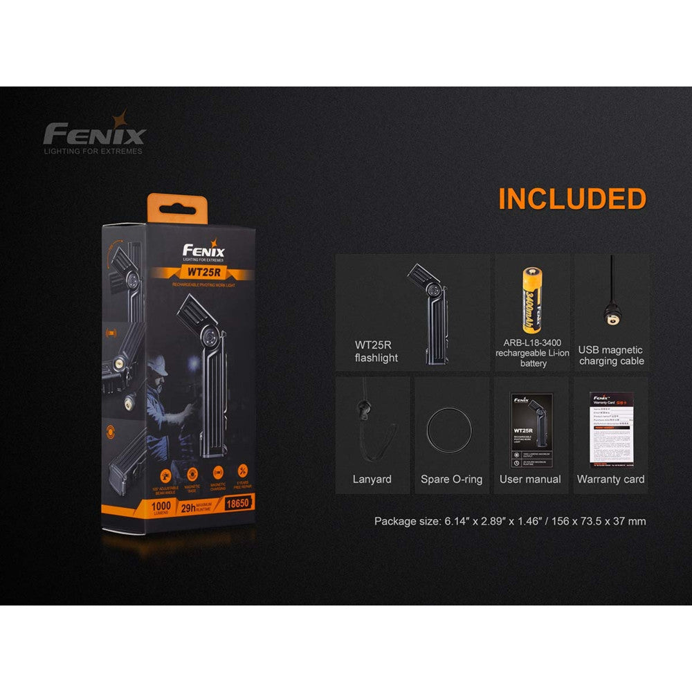 Fenix WT25R 1000 Lumen Rechargeable Adjustable Head Work Light - 220 Metres