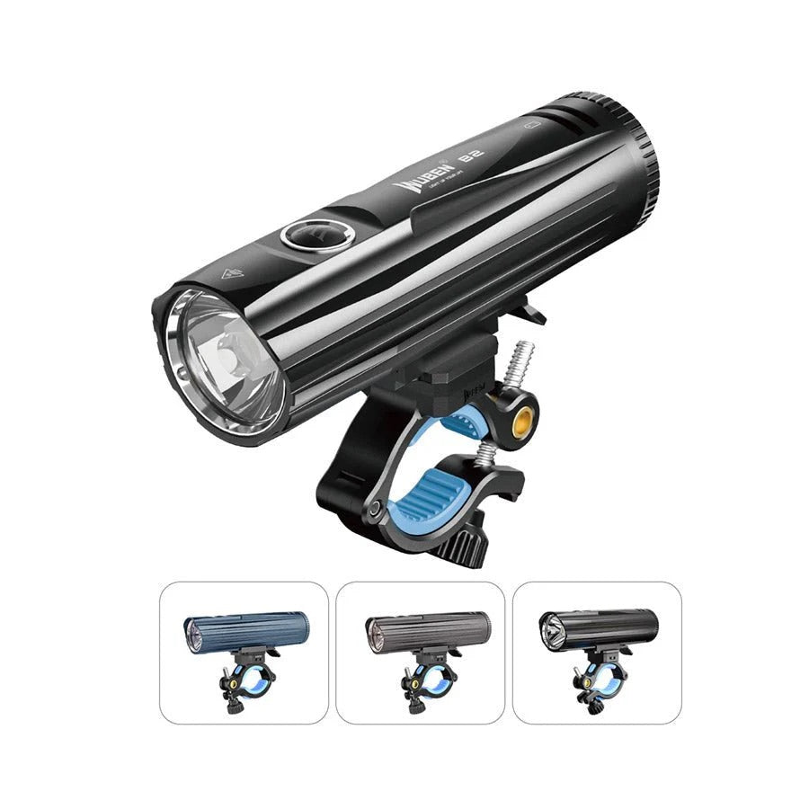 Wuben B2 Rechargeable Bike Light - 1300 Lumens, with Bonus Tail Light (Blue)