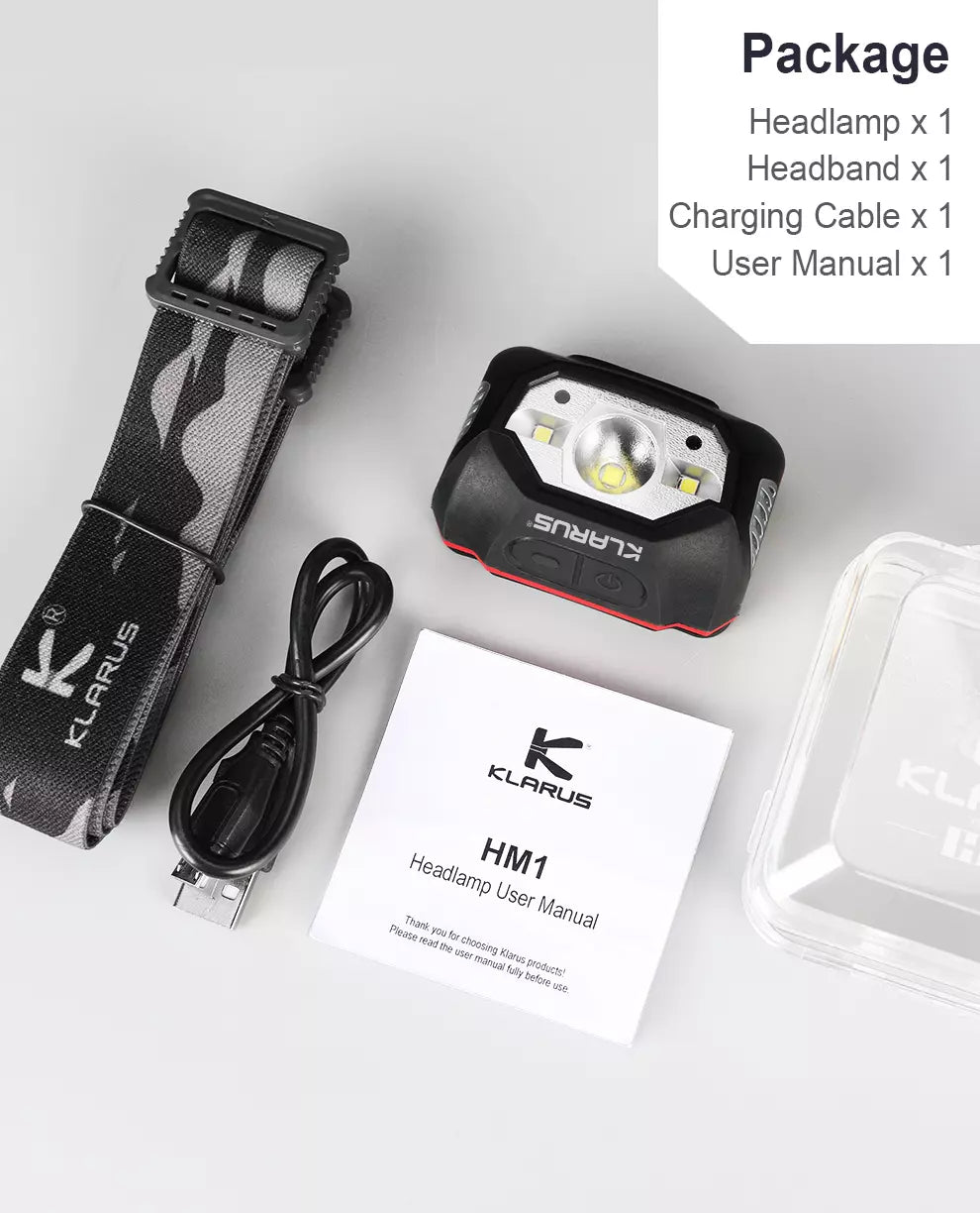 Klarus HM1 440 Lumen Smart-Sensing Rechargeable Lightweight Headlamp