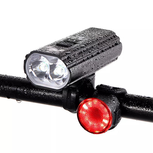 Hi-Max 1800 Lumen Rechargeable Bicycle Headlight and Tail Light Set