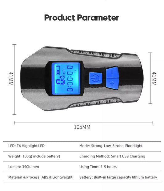 Hi-Max 350 Lumen Rechargeable Bicycle Light with Horn and Speedometer