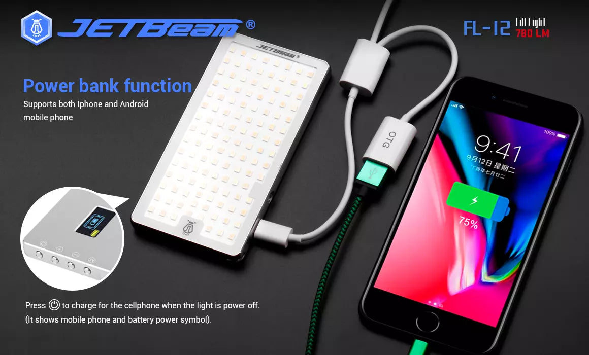JETBeam FL12 780 Lumen Fill Light + Power Bank