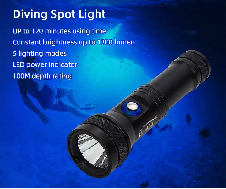 Hi-Max HD01 1300 Lumen Rechargeable Dive Torch Red
