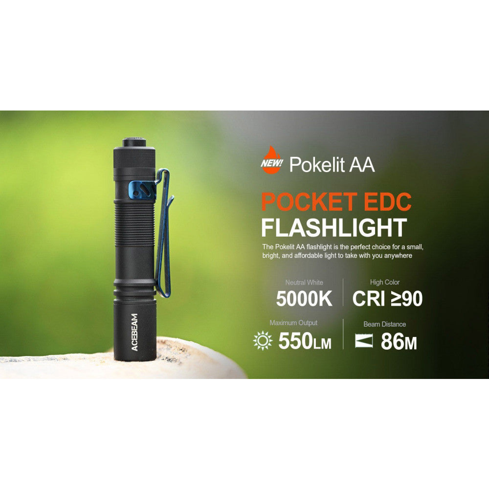 AceBeam Pokelit 550 Lumen AA EDC Flashlight - Black