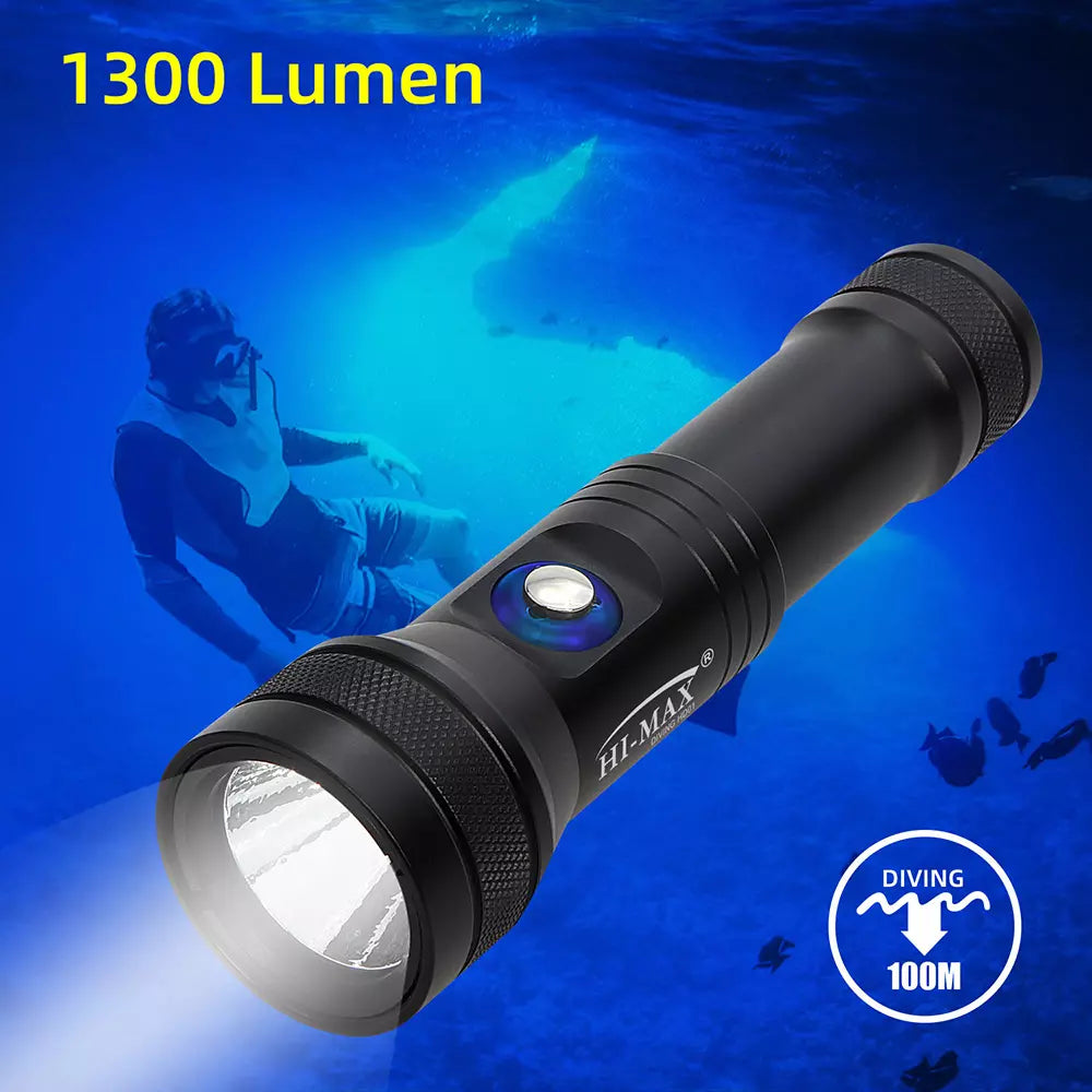 Hi-Max HD01 1300 Lumen Rechargeable Dive Torch Black