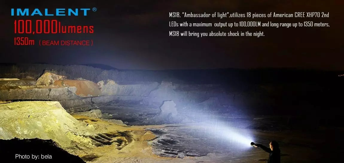 Imalent MS18 'Ambassador of Light' 100,000 Lumen Rechargeable Searchlight