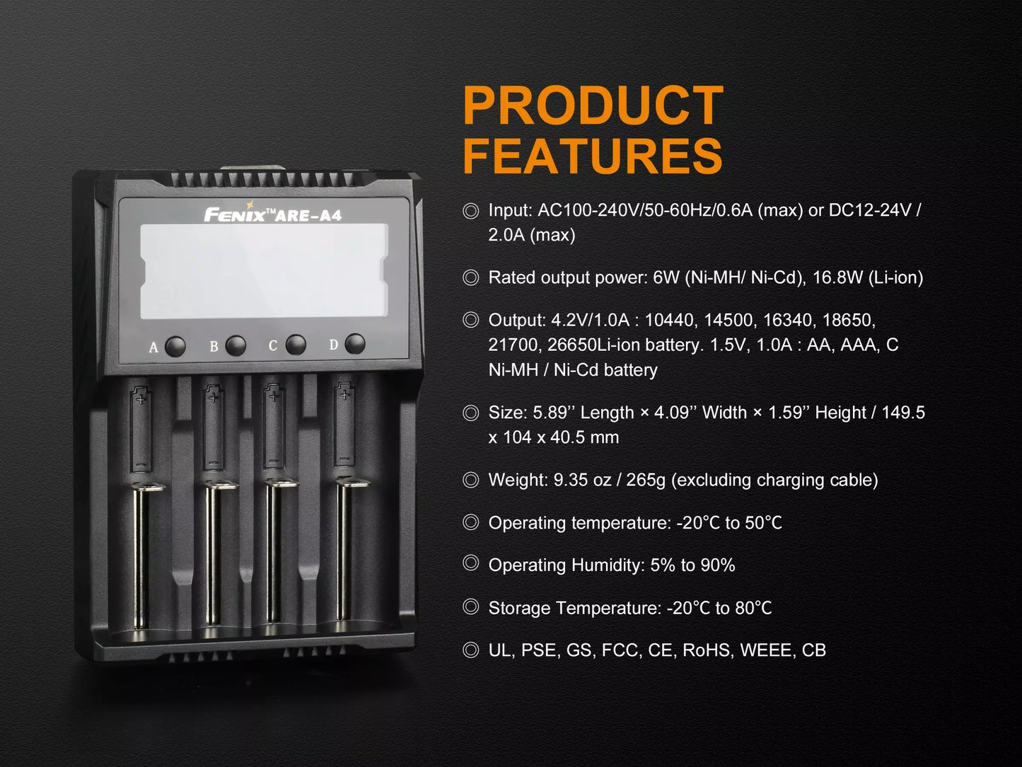 Fenix ARE-A4 Smart Four-Channel Battery Charger