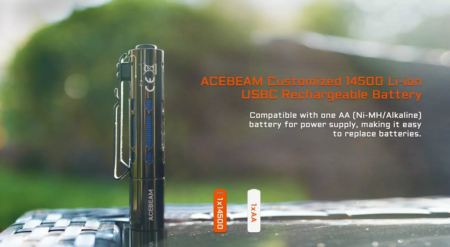 AceBeam Rider RX 650 Lumen Rechargeable EDC Flashlight - Sophisto Grey