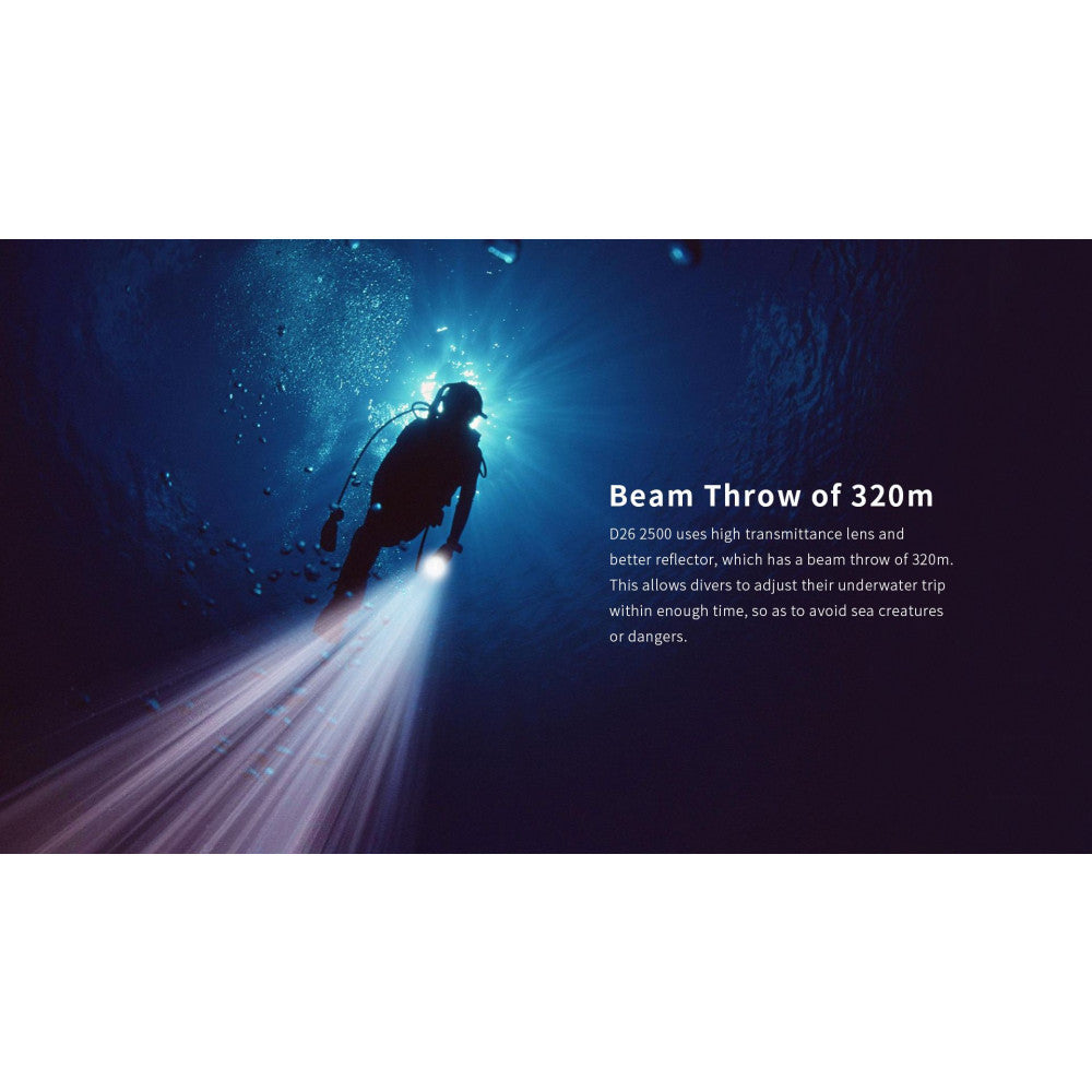 XTAR D26 2500 2500 Lumen Diving Light Kit (Long)