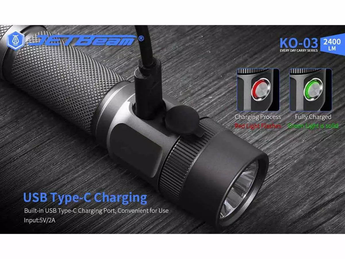 JETBeam KO-03 2400 Lumen USB-C Rechargeable Flashlight